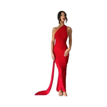 Imagem de Vestido De Noite Feminino Sexy Sem Mangas, Decote Ombro a Ombro, Justo