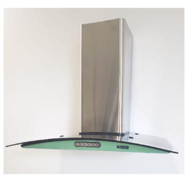 Imagem de Coifa de Parede Terim Vidro Curvo Verde Chá Inox 60cm com Painel Touch e Led 220V