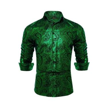 Imagem de Camisa Social Masculina Slim Fit De Manga Longa Com Estampa Paisley Lu