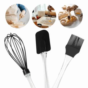 Imagem de Jogo Kit 3 Fue Pincel e Espátula de SIlicone Utensílios de Cozinha - E