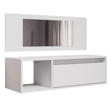 Imagem de Penteadeira Camarim com Espelho Suspensa 90cm 1 Porta Elle M24 Branco 