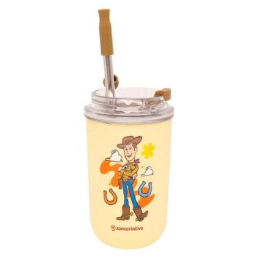 Imagem de Copo Infantil Toy Story Buzz Woody Disney com Canudo 300ml Inoxidavel 