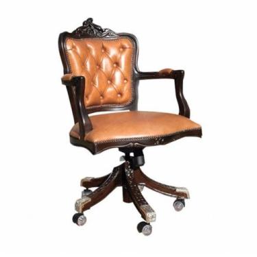 Imagem de Poltrona Giratória Luiz XV Capitonê Madeira Maciça Design - LUXdécor