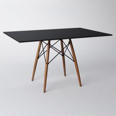 Imagem de Mesa Dkr Eiffel Retangular Tampo de Madeira 120x75cm Preto - IRON WOOD