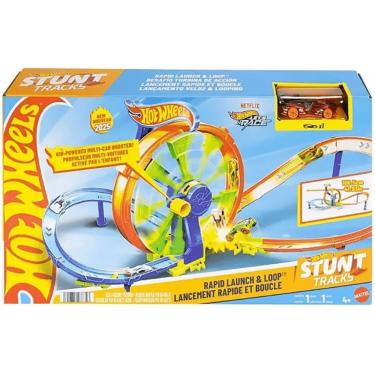Imagem de Pista Lançamento Veloz & Looping Hot Wheels com Alavanca Giratória para Manobras Radicais Mattel