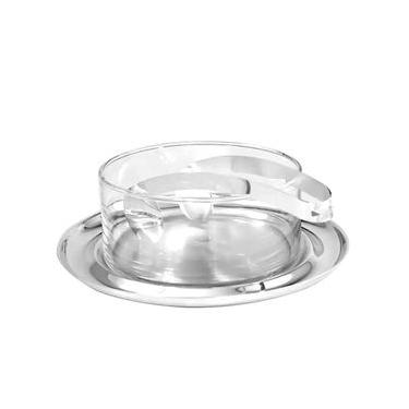 Imagem de Saladeira Riva Valenza em Vidro e Prata com Pegador 20,5cm: Luxo e Design Contemporâneo
