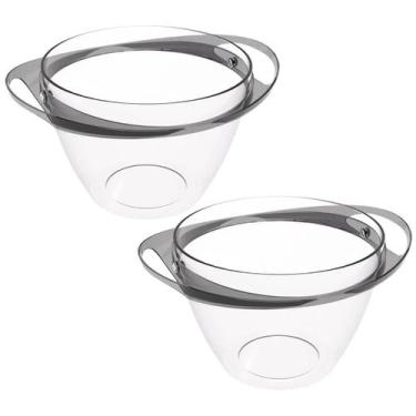 Imagem de Kit 2 Champanheiras com Alças 6,2L Balde de Gelo Plástico Fumê Bebidas