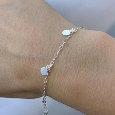 Imagem de Pulseira Feminina com Pingentes Medalha Prata 925 Legítima - Hakuna Jo