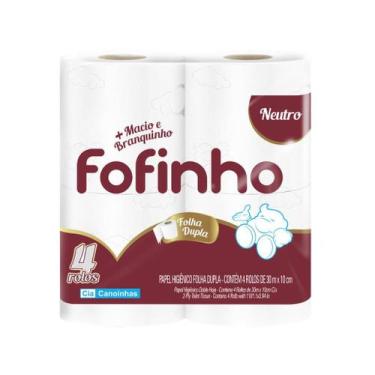 Imagem de Papel Higiênico Neutro Folha Dupla 30x10 Fofinho 4 Rolos
