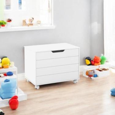 Imagem de Bau Caixa De Brinquedos Toys Com Tampa E Rodizios Branco - Ofertamo