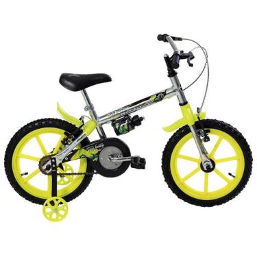 Imagem de Bicicleta Infantil Dino Neon Cromado Rodinhas Freio Aro 16 - TK3 Track