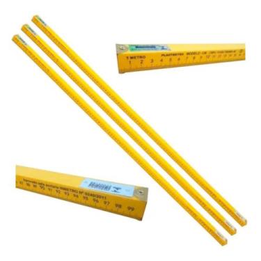 Imagem de Kit 3 Réguas Para Balcão Mesa 1 Metro Padrão Inmetro Amarela - Plastme