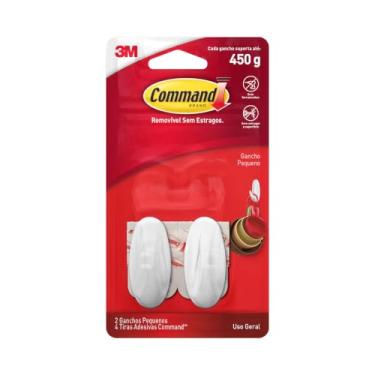 Imagem de COMMAND 3M Gancho Removível Adesivo Pequeno Branco 2 Unidades