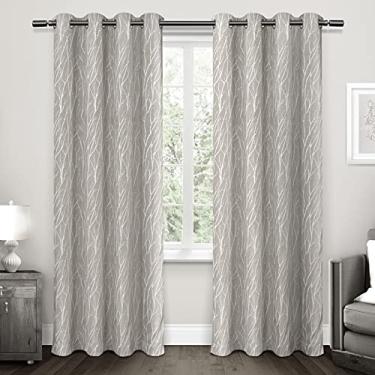 Imagem de Exclusive Home Curtains Forest Hill Cortina blackout de escurecimento de quarto com ilhós, par de painéis superiores, 108, cinza pombo