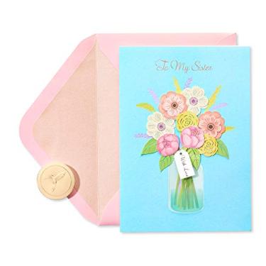 Imagem de Papyrus Cartão de aniversário para irmã (floral em vaso)