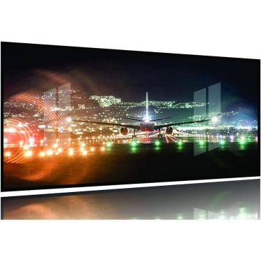 Imagem de Quadro Decoração Avião Decolando 130x60 Moldura Preta 2x2