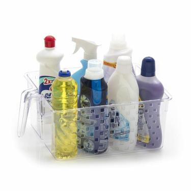 Imagem de Cesto Organiz C/alca E Div. 24x26x14cm Cristal - Ref.877