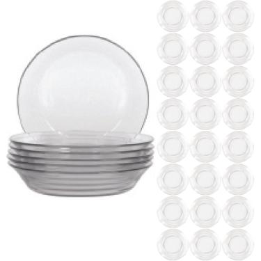 Imagem de Jogo 24 Pratos 19,6cm Redondo Fundo Sopa Refeição Duralex