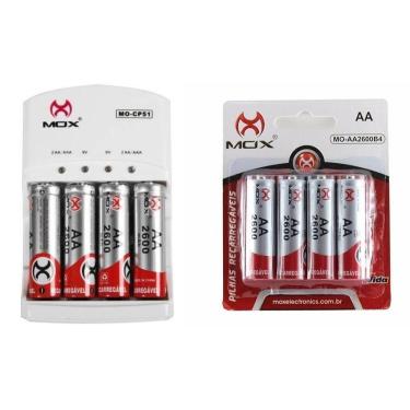 Imagem de Carregador Mox Bivolt 8 Pilhas Recarregável Aa 2600mha