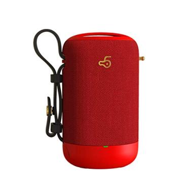 Imagem de HIOD Alto-falante Bluetooth para área externa Subwoofer à prova d'água Bluetooth Alcance 10 m Alto-falante sem fio com rádio para microfone, vermelho