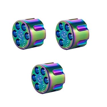 Imagem de Guyker 3 peças de botões de controle de potenciômetro de guitarra para 6 mm (0,24") de diâmetro. Vasos de eixo - Volume serrilhado e botão de áudio substituição para guitarra elétrica ou baixo de precisão - Liga de zinco, arco-íris