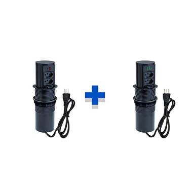 Imagem de Kit Torres Tomada Totem Slim Manual 2Tom 10A 2 e 3 USB 5.2A COR:PRETO