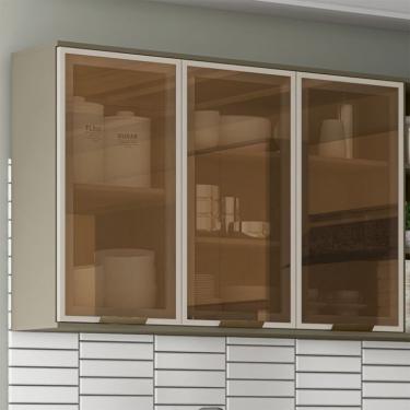 Imagem de Armário Aéreo Évelin com Vidro 3 Portas Duna