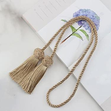 Imagem de 1 peça gravatas de cortina com 2 borlas de cabeça clipes de cortina cordas amarração nas costas acessórios para casa decorativos, ouro, 1 peça