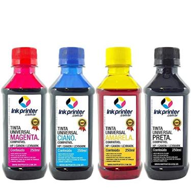 Imagem de Tinta Inkprinter Universal para Recarga de Cartucho Hp, Lexmark, Canon, Brother (4x250ml)