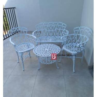 Imagem de Conjunto de Mesa Para Jardim Viena Com Namoradeira e Mesa Baixa em Alumínio Fundido Unifer Móveis