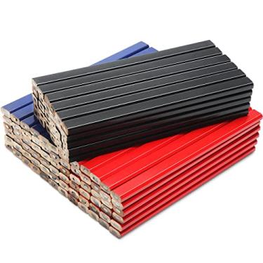 Imagem de 120 lápis de carpinteiro de 17 cm, plano, octogonal, duro, preto, marcador, lápis de construção, lápis para empreiteiro, marcação, ferramentas de trabalho de madeira, marcação e marcação de concreto, vermelho, azul, preto