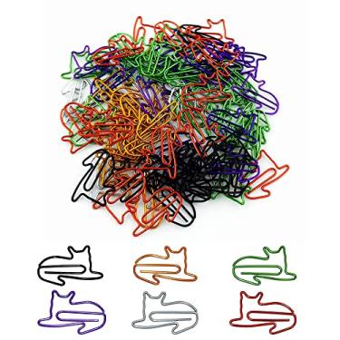 Imagem de Wayilea Clipes de papel em forma de gato 60 peças, clipes de marcador de página de animais de estimação fofos cores sortidas, materiais escolares de escritório divertidos para meninas mulheres amantes de gatos, estudantes, crianças, professores