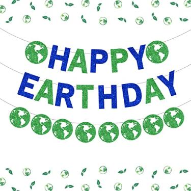 Imagem de Decorações do Dia da Terra - Banner Happy Earth Day, guirlanda para decoração de quarto de sala de aula escolar, decorações de festa com tema de viagem