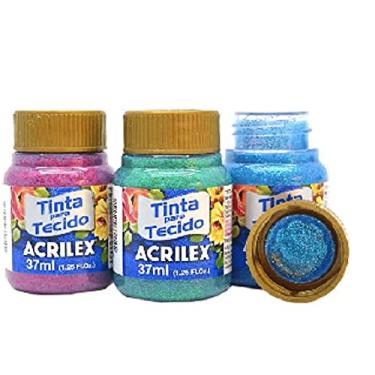 Imagem de Tinta para Tecido com Glitter Acrilex 37 ml Azul Turquesa com Glitter - 211