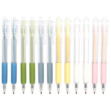 Imagem de Anller 12 canetas de gel coloridas retráteis, canetas esferográficas de tinta gel, ponta fina (0,5 mm), tinta preta