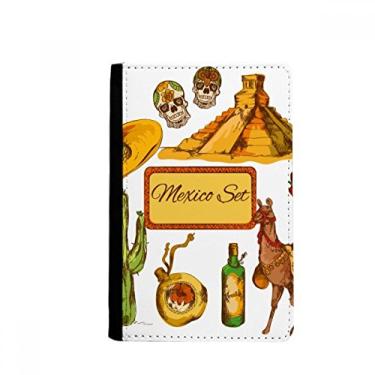 Imagem de Sombrero México Pirâmide Cacto Deserto Mexicano Porta-passaporte Notecase Burse Carteira Capa Cartão Bolsa, Multicolor