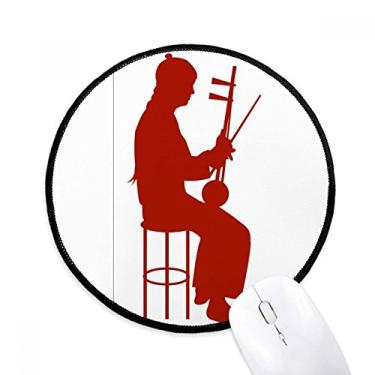Imagem de China Erhu Player Ilustração Padrão Mouse Pad Desktop Office Tapete Redondo para Computador