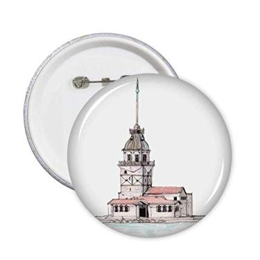 Imagem de Broche de peru Maiden's Tower in Istambul com emblema de botão para decoração 5 peças