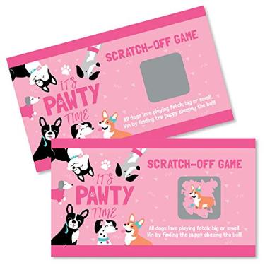 Imagem de Big Dot of Happiness Pawty Like a Puppy Girl - Pink Dog Baby Shower or Birthday Party Game Scratch Off Cards - 22 Count