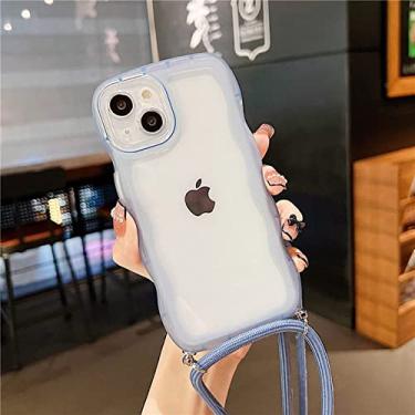 Imagem de Wave Transparent Crossbody Necklace Cord Case Soft Case para iPhone 13 12 11 Pro Max XS XR X 7 8 Plus SE3 Clear Silicone Case Blue para iPhone XR