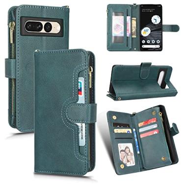 Imagem de Capas de telefone de negócios de moda de luxo para Google Pixel 7 7 Pro capa de couro com zíper 6 compartimentos para cartão carteira à prova de choque capa para celular Google Pixel 7 7 Pro capas (verde, Google Pixel 7 Pro)