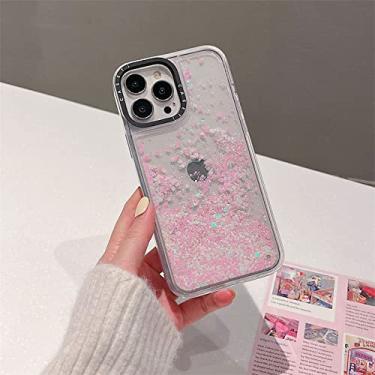 Imagem de Para iPhone 14 13 12 11 Pro Max Mini X XS XR 7 8 14 Plus estojos estojo de areia movediça líquido brilhante, rosa, para iPhone X