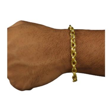 Imagem de Pulseira 6mm Cadeado Elo duplo moeda antiga Luxuosa