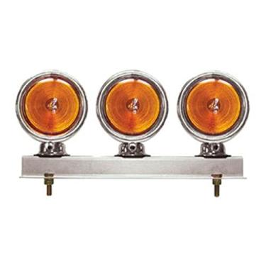 Imagem de Conjunto Cromado 3 Lanternas Amarelo para-choque Em Pedestal Com Suporte