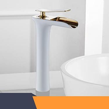 Imagem de Torneiras para lavatório Torneira branca para banheiro Torneiras em cascata Torneira para água fria e quente Torneira para lavatório Torneiras misturadoras,1