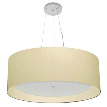 Imagem de Lustre Pendente Cilíndrico Cúpula Duplo Tecido 80x30 cm, Vivare Iluminação, Pendente4142 LALA, Algodão Cru, Gigante