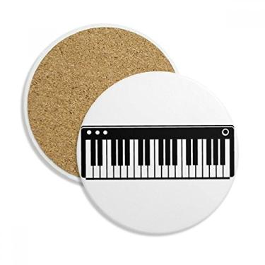 Imagem de Caneca de piano elétrico musical vitalidade sons porta-copos com proteção de mesa, pedra absorvente