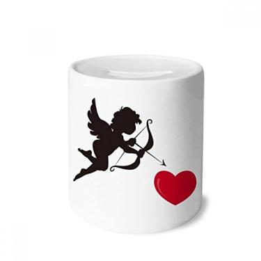 Imagem de DIYthinker Caixa de moedas de cerâmica com estampa de coração e anjo do Cupido