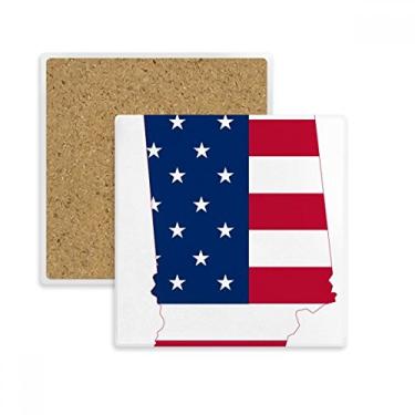 Imagem de Illinois USA Mapa Estrelas Listras Bandeira Formato Quadrado Porta-copos Caneca Suporte Subplaca Pedra Isolamento