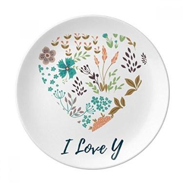 Imagem de Prato de tinta de plantas com flor de sol laranja decorativo de porcelana Salver louças de jantar